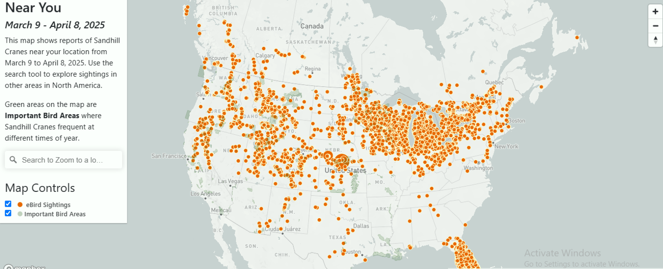 sandhill crane migration Map